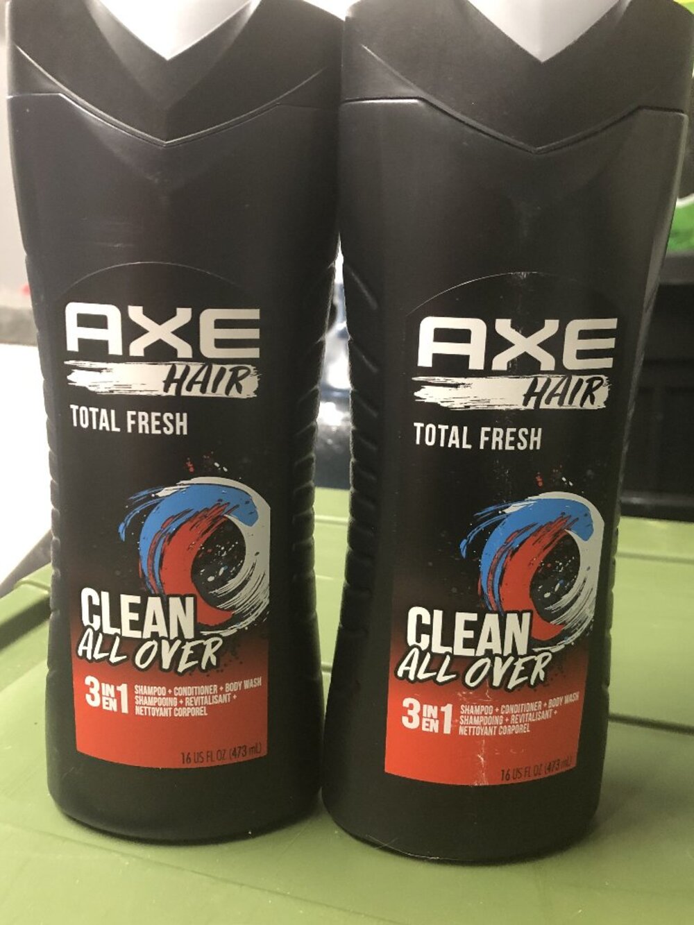 LOT of 2 Axe Hair Clean All Over 3 in 1 16 oz ea Shampoo Conditioner Body Wash